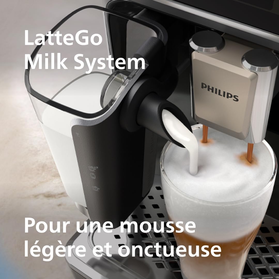 Serie 5500 Kaffeevollautomat – LatteGo Milchsystem, 20 heiße und kalte Kaffeespezialitäten, 40% leiser mit SilentBrew, QuickStart, Schwarz/Grau (EP5544/50)